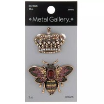 Metal Gallery Bee &amp; Crown Rhinestone Brooches - £1,421.48 GBP