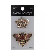 Metal Gallery Bee &amp; Crown Rhinestone Brooches - $32,784.00 MXN