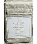 EverHome Printed Cotton Sateen European Pillowcases (2) Standard/Queen 2... - $39.48