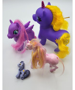 Lot of 4 Assorted Brands Little Ponies Horse Toy Small Purple Colors Col... - £15.62 GBP