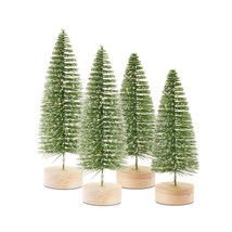 LED Lighted Green Bottle Brush Tree with Wood Base and Gold Accent (Set ... - $76.82