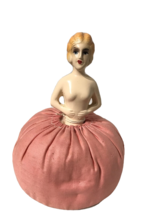 Vintage Art Deco Nude Lady Porcelain Half Doll Pin Cushion - $69.29