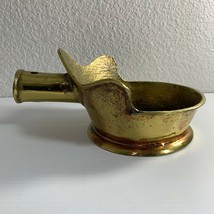 Brass Ash Bowl Silent Butler Primitive Fireplace Tool Missing Handle Vintage - £35.61 GBP