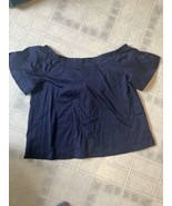 Banana Republic Blouse Womens Medium Navy Blue Solid Off-the-Shoulder Ti... - £29.41 GBP