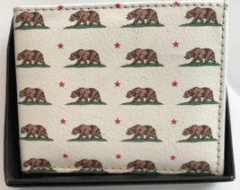 California Republic Bear Bi-Fold Men&#39;s Leather Wallet Printed In Gift Box - £7.47 GBP