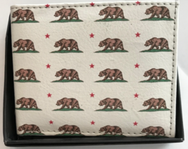 California Republic Bear Bi-Fold Men&#39;s Leather Wallet Printed In Gift Box - £7.31 GBP