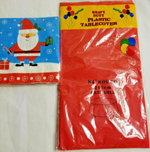 Christmas Santa Holiday Party Table-Cover &amp; Napkins White Red Blue - £10.95 GBP