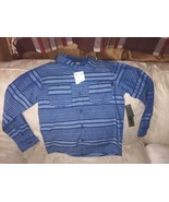 DKNY Boys 6 Button Up Shirt Collared NWT Blue Stripes Long Sleeve 60% Co... - $15.83