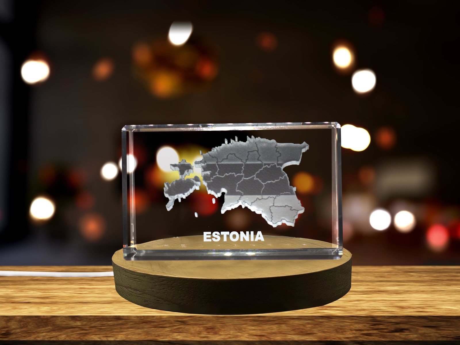 LED Base included | Estonia 3D Engraved Crystal 3D Engraved Crystal Keepsake