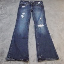 American Eagle Jeans Pants Womens 4 Blue Denim Casual Outdoors Preppy Distressed - $24.63