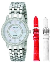 Jiusko Women&#39;s Analog Display Quartz Silver Watch + Case + 2 Straps - 109SS01 - £71.35 GBP