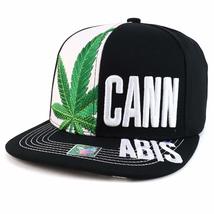 Trendy Apparel Shop Marijuana Weed Leaf Cannabis Embroidery Snapback Cap - Black - £15.97 GBP