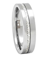 Men&#39;s Tungsten Ring With Meteorite Inlay, 6mm Comfort Fit Wedding Band - £27.68 GBP