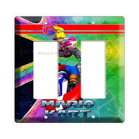 Super Mario Kart racing princess and peach double GFI light switch cover wall pl