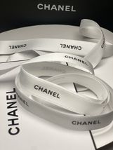 Chanel Classic White Gift Wrap Ribbon w/Black Logo 100% Authentic SOLD BY YARD  - £3.92 GBP