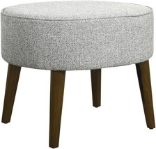 Mid-Modern Ash Grey Oval Decorative Ottoman By Homepop With Wood Legs. - £95.09 GBP