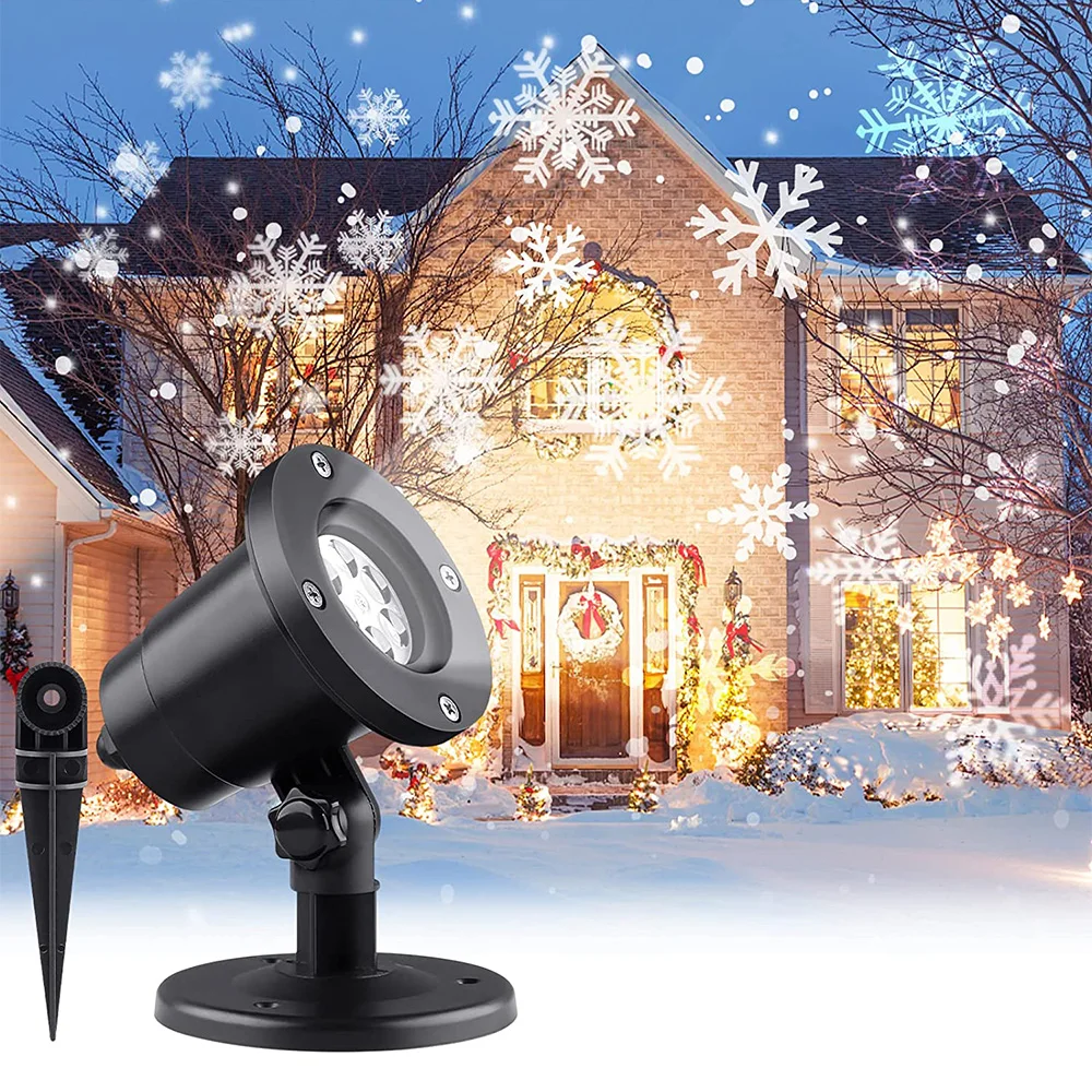 Waterproof Snow Laser Projector Lamps Snowflake LED Stage Light For Outdoor Chri - £115.79 GBP
