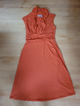 Newport News Women&#39;s Large Orange Cotton Pullover Sleeveless  Summer Dress - $16.81