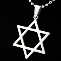 Star Of David Necklace Stainless Steel Pendant Chain Jewish Hebrew Zion Symbol - £7.19 GBP