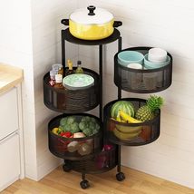 3-Tier Large Circular Rotating Storage - 360 Degree Wheels, Metal Wire Shelf wit - $69.29+