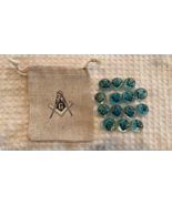 MASONS MASONIC FREEMASONS BLUE CATSEYE MARBLES &amp; POUCH 5/8 SIZE - $415.12 MXN