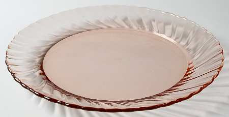 Luncheon 8&quot; Plate in Rosaline-Pink Arcoroc Swirl Design Edge - Made In F... - $8.99