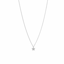 14K White Gold Plated Tiny Snowflake Created Diamonds 10.8 mm Pendant  Necklace - £76.41 GBP