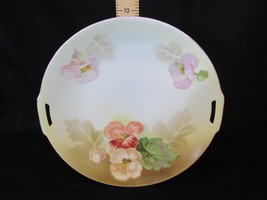 R S Germany Hand Painted Handled Cake Plate, Orange and Pink Flowers 191... - $10.00