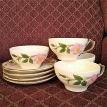 Franciscan Desert Rose Tea Cup and Saucer Set of 4 Coffee Mugs USA Brown... - £14.97 GBP