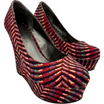 madden girl rockon women&#39;s trippy geometric pattern wedge 5 inch high he... - $37.88
