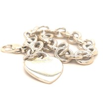 Tiffany & Co Estate Bracelet with Heart Charm Sterling Silver 7" TIF658 - $385.11