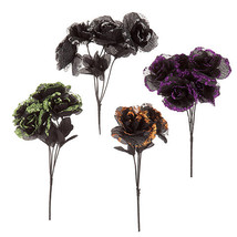 Halloween Rose Bush Glitter, Black, 13 Inches 4 Assorted Styles - $40.76