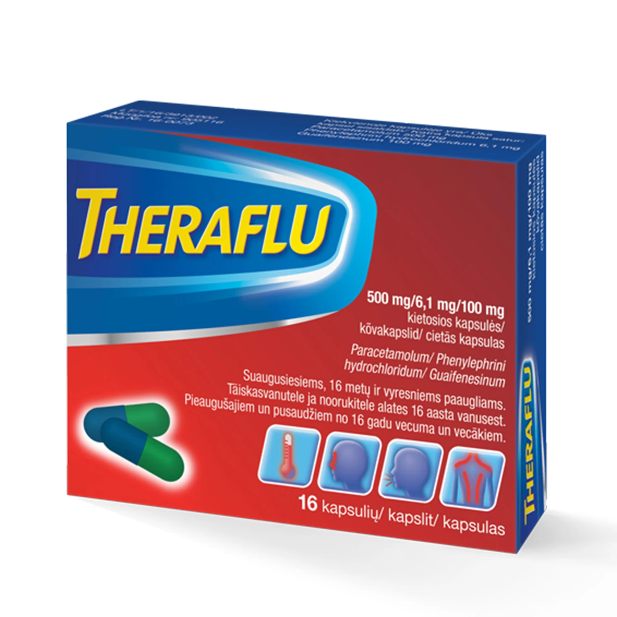 5 PACK THERAFLU FORTE With colds and cough caps. x 16 - $1,881.29 MXN