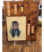 VTG 1978 Penni Anne Cross Art Print &quot;LINDA DUBRAY SIOUX&quot; Wood Decorative... - $248.22 MXN