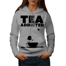 Wellcoda Tea Addict Drink Food Womens Hoodie, Bag Casual Hooded Sweatshirt - £29.33 GBP