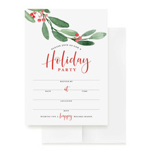 Christmas Holiday Party Invitations Foliage w/Envelopes 25 Winter Celebr... - $13.56