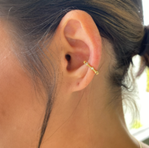 18k Gold Filled Ear Cuff With Bezel Cubic Zirconia - $7.90