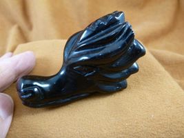 Y-DRA-HD-702) little black Chinese Dragon head MYTHICAL figurine gemston... - $19.74