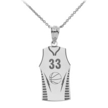 Personalized Name Number Silver Basketball Jersey Player Shirt Pendant Necklace - £49.08 GBP+