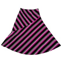 NY Collection Skirt PM Petite Medium MP Black Pink White Striped Fit n Flare - £9.34 GBP