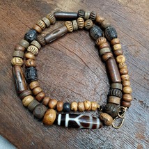 Tibetan Agate Amulet antique mala Rosary Carved beads Necklace - €120,35 EUR