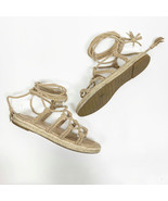 Joie Lace-Up Braided Suede Flat Gladiator Sandal Beige Size 38 1/2 - $212.96 MXN