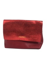 Shiseido Cosmetic Makeup Bag Pouch RED FAUX Leather Magnetic Clip - NEW - $5.93