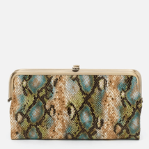 Hobo Lauren Clutch Leather Wallet Garden Snake, Green/Brown, Luxury Leather, Net - £120.71 GBP