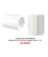 Pressure Pipe Coupling ¾’’ Schd-40, PVC White 25-PK, Charlotte Pipe 0210... - $27.75 CAD