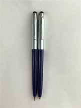 NEW 2 Pack USA Blue &amp; Silver Barrel Pen Stylus Combo Black Ink - £5.50 GBP