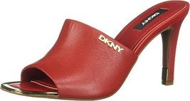 NEW DKNY 100% Leather Women&#39;s Open Toe Fashion Pump Heel Sandal Shoe Red... - £72.42 GBP