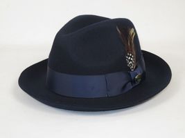 Men Bruno Capelo Fedora Hat Wool 100% Fine Australian Wool Marco MC941 Navy image 4