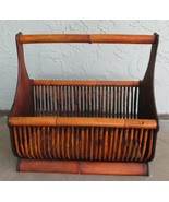 Vintage Large Faux Bamboo Magazine Rack Basket with Wooden Ends and Flat... - $325.99 CAD