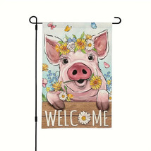 New  Pig Greeting Garden Flag 12&quot;X18&quot; Welcome Double Sided - £4.72 GBP